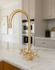 Unlacquered Brass Single Hole Kitchen Faucet — Dual Handle | BRASSANOD