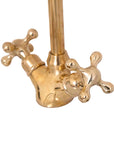 Unlacquered Brass Single Hole Kitchen Faucet — Dual Handle 360° Swivel Deck Mount