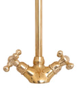 Unlacquered Brass Single Hole Kitchen Faucet — Dual Handle 360° Swivel Deck Mount
