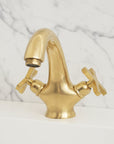 Unlacquered Brass Single Hole Bathroom Faucet — Vintage Deck Mount Vanity Tap