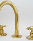 Antique Unlacquered Brass 3 Holes Bathroom Faucet – Dual Handle Vanity Mixer Tap