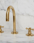 Antique Unlacquered Brass 3 Holes Bathroom Faucet – Dual Handle Vanity Mixer Tap - BRASSANOD