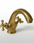 Brass Bathroom Sink Faucet - Centerset Bathroom Faucet with Cross Handles