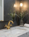 Brass Bathroom Sink Faucet - Centerset Bathroom Faucet with Cross Handles
