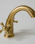 Brass Bathroom Sink Faucet - Centerset Bathroom Faucet with Cross Handles