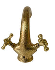 Brass Bathroom Sink Faucet - Centerset Bathroom Faucet with Cross Handles