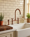 Copper faucets in luxury kitchen