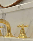 Unlacquered Brass Bathroom Faucet: Deck Mounted 3-Hole Sink