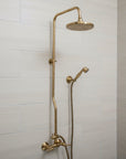 Unlacquered Solid Copper Outdoor Shower System | Handcrafted Rainfall Showerhead