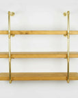 Unlacquered Solid Brass Pipe Shelving Unit