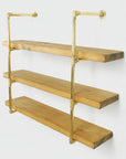 Unlacquered Solid Brass Pipe Shelving Unit