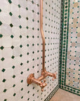 Unlacquered Solid Copper Outdoor Shower with Copper Showerhead