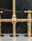 Unlacquered Brass Kitchen Faucet 3 Holes Bridge Gooseneck.