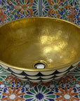 Hammered Brass and Resin Vessel Sink for Bathroom Vanity