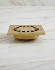 Solid Brass Square Shower Floor Drain – Hammered Design with Removable Cover