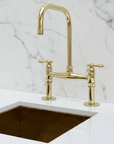 Unlacquered Brass Classic Bridge Faucet with Sprayer, Cold Water Faucet - BRASSANOD