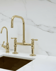 Unlacquered Brass Classic Bridge Faucet with Sprayer, Cold Water Faucet - BRASSANOD