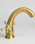 Unlacquered Engraved Brass Single Hole Bathroom Faucet - BRASSANOD