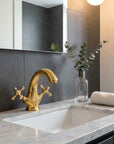 Unlacquered Engraved Brass Single Hole Bathroom