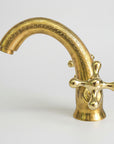 Unlacquered Engraved Brass Single Hole Bathroom Faucet - BRASSANOD