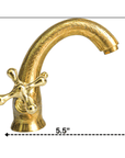 Unlacquered Engraved Brass Single Hole Bathroom Faucet - BRASSANOD