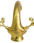 Unlacquered Engraved Brass Single Hole Bathroom Faucet - BRASSANOD