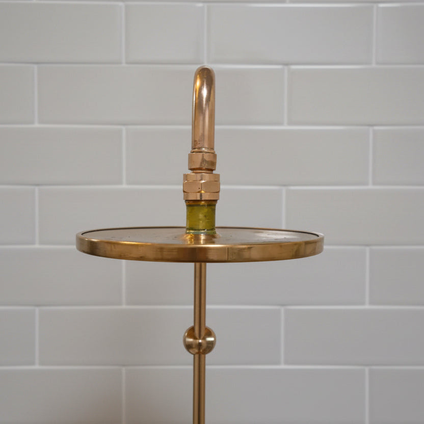 Unlacquered Solid Copper Outdoor Shower System | Handcrafted Rainfall Showerhead
