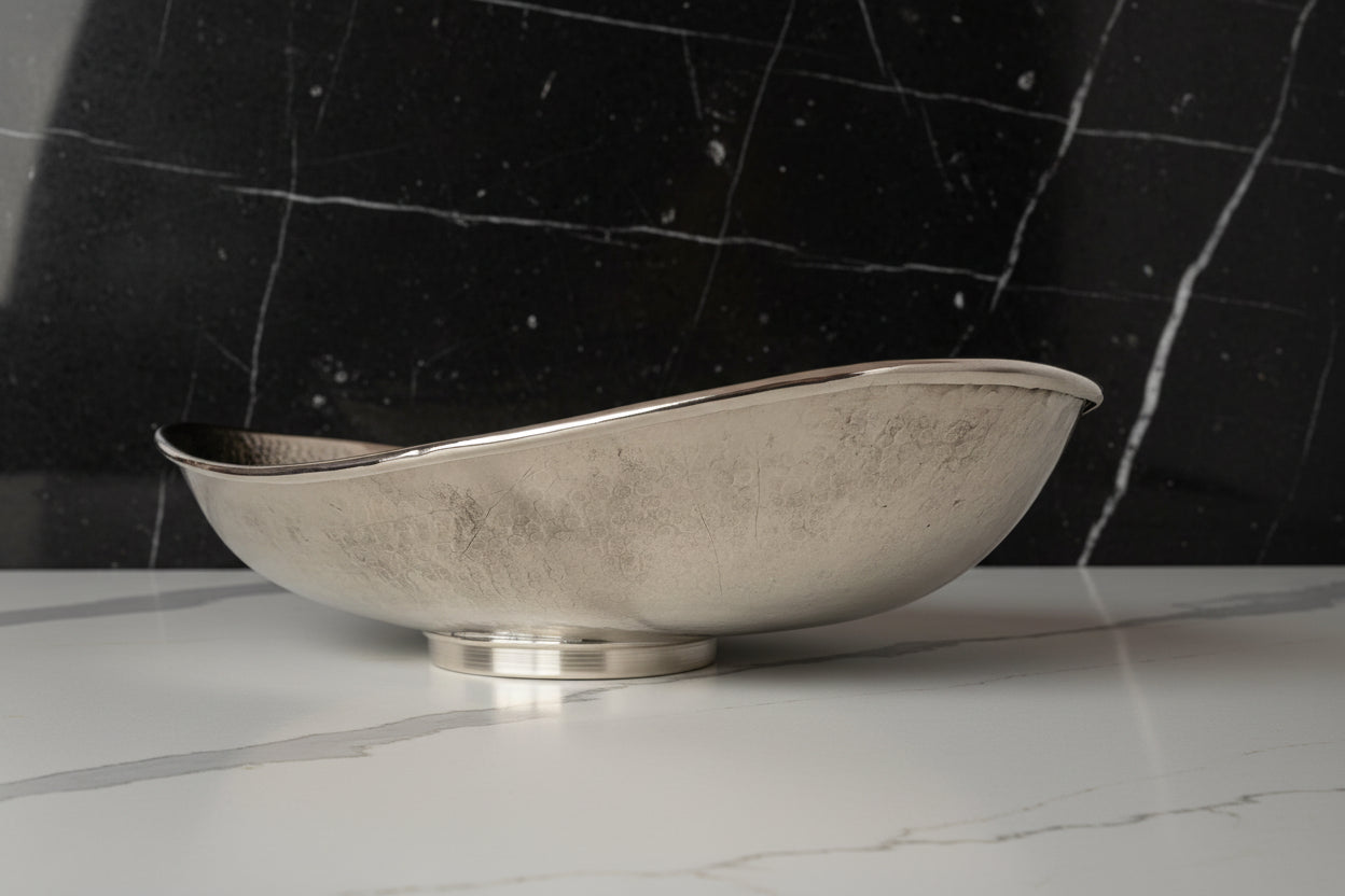 Silver bowl on a white background