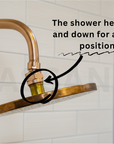 Unlacquered Solid Copper Outdoor Shower System | Handcrafted Rainfall Showerhead