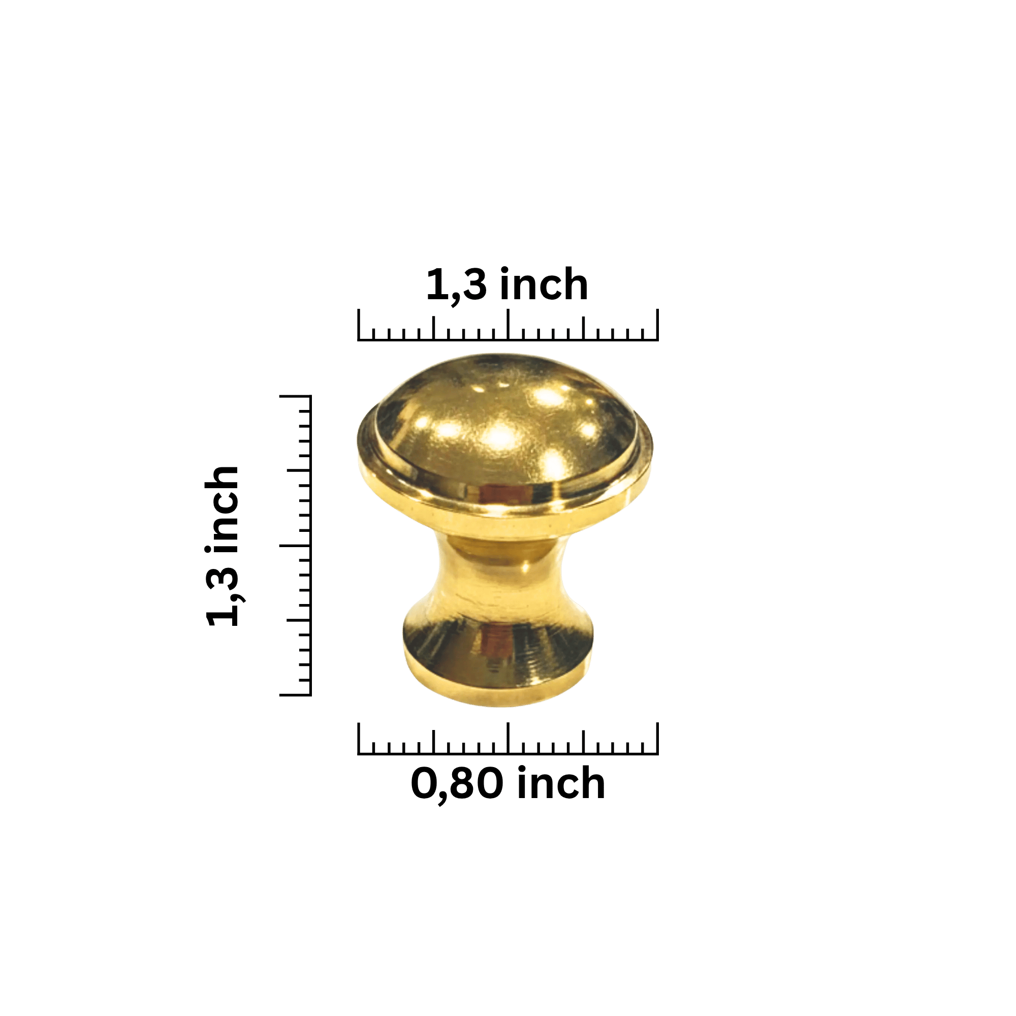 Unlacquered Brass Cabinet Knobs DIMENSIONS