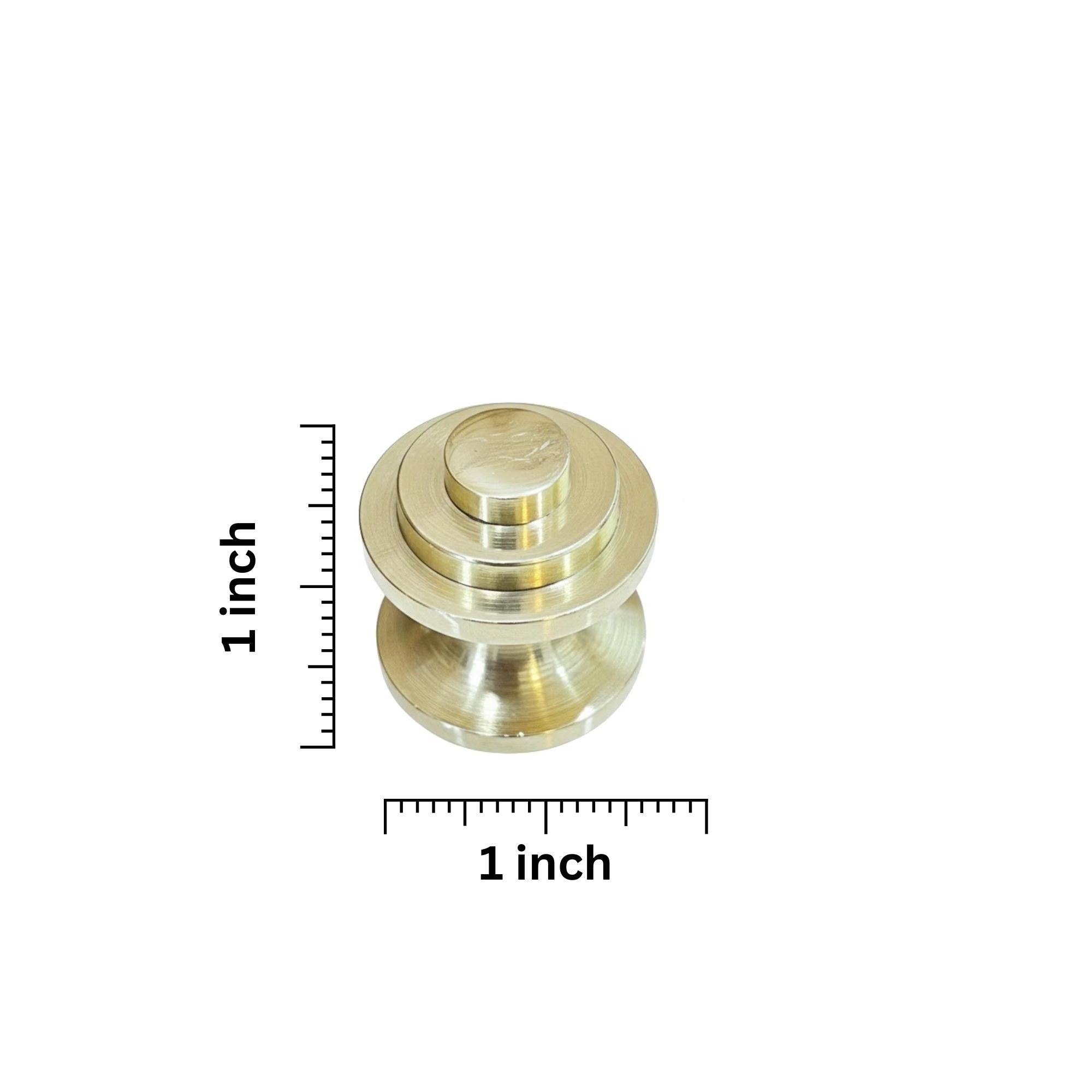 Brass door knob with size measurement on a white background