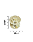 Brass door knob with size measurement on a white background