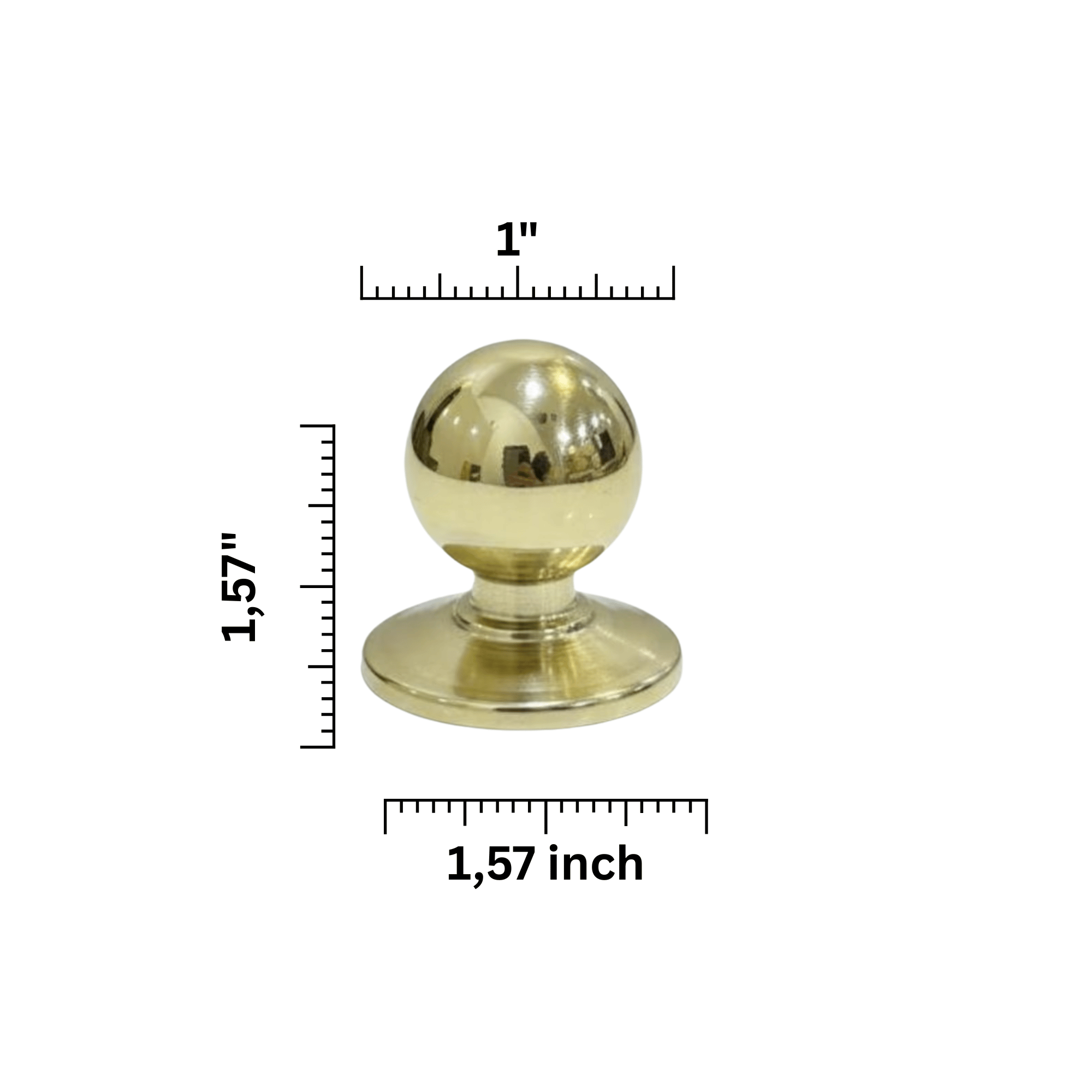 Unlacquered Brass Cabinet Knobs DIMENSIONS