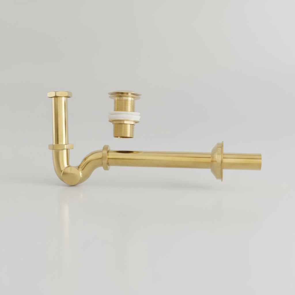 Unlacquered Brass P-Trap & Drain Set
