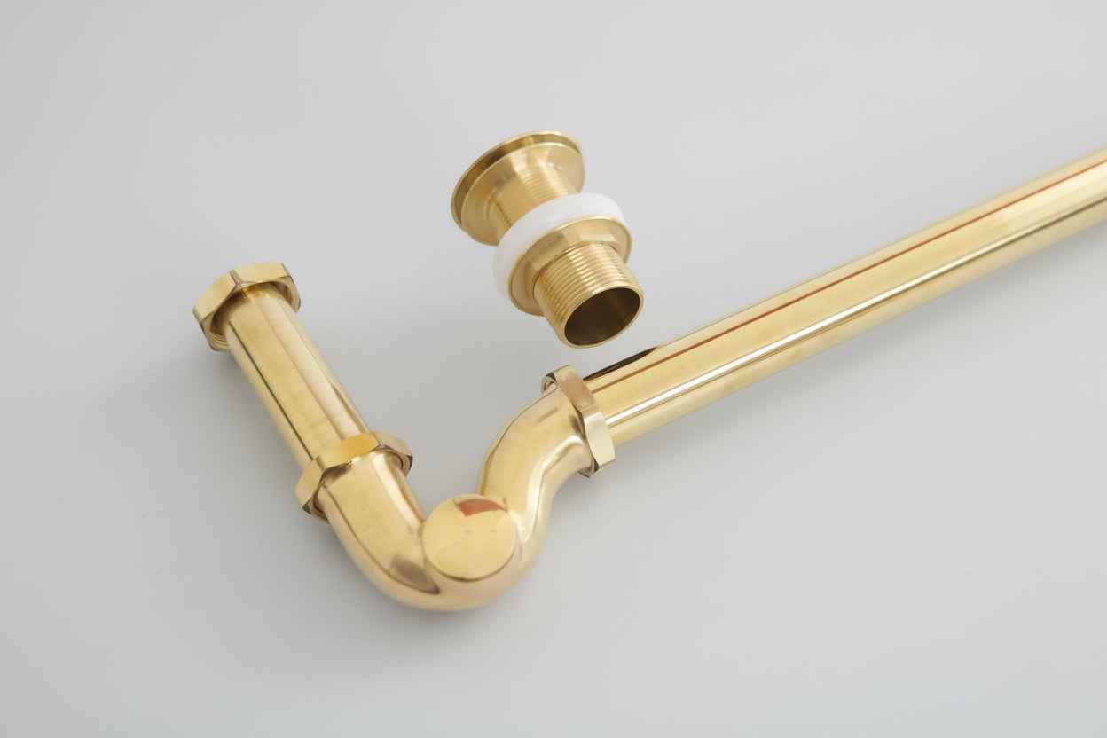 Unlacquered Brass P-Trap & Drain Set
