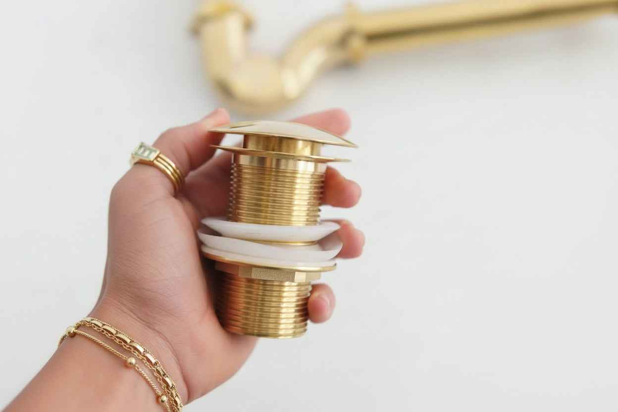 Unlacquered Brass P-Trap & Drain Set