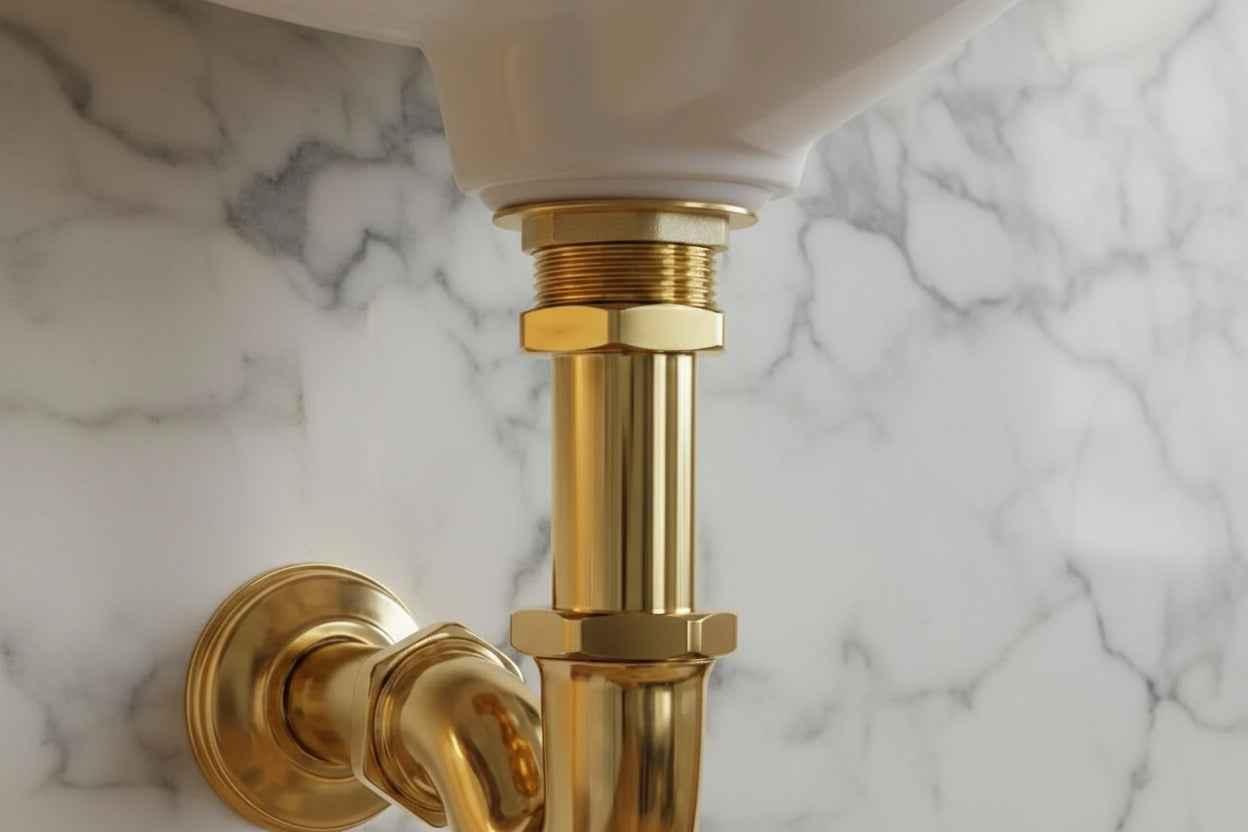 Unlacquered Brass P-Trap & Drain Set