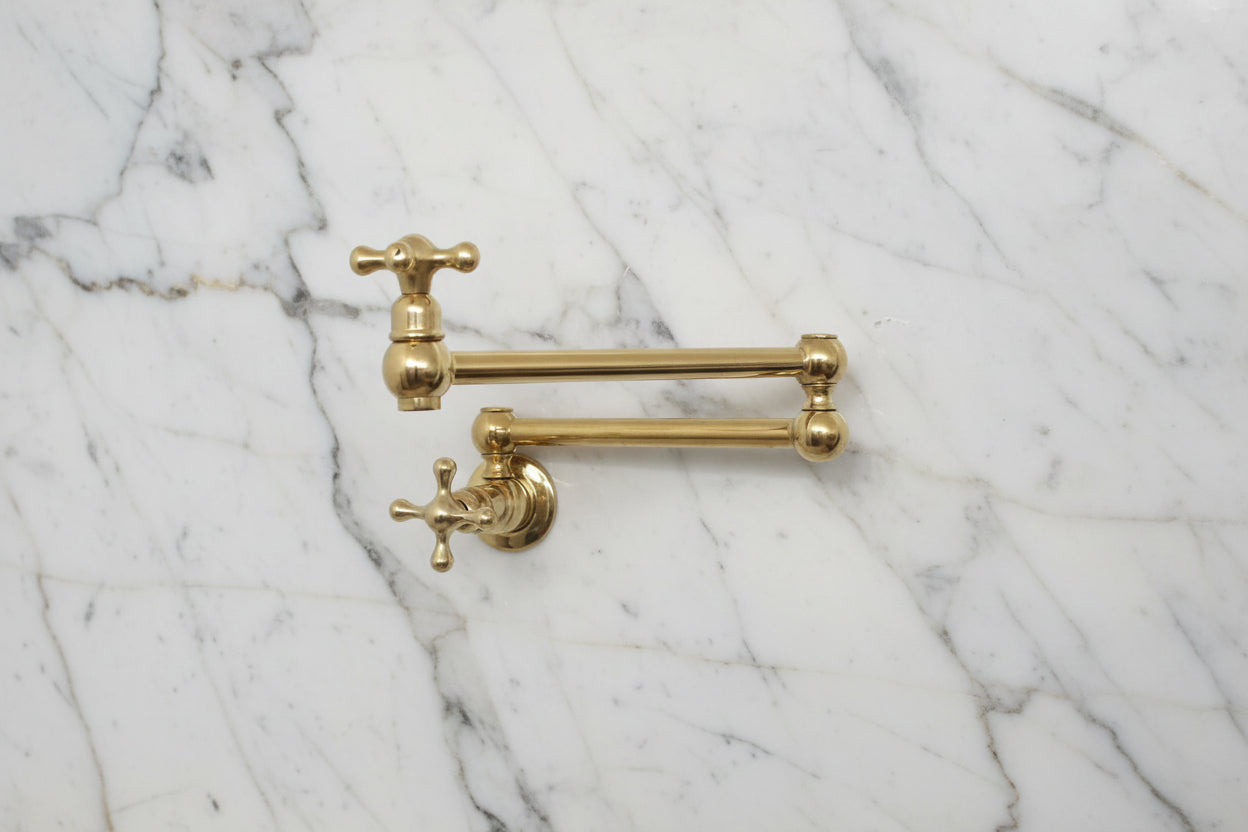 Unlacquered Brass Pot Filler — Wall Mount | BRASSANOD