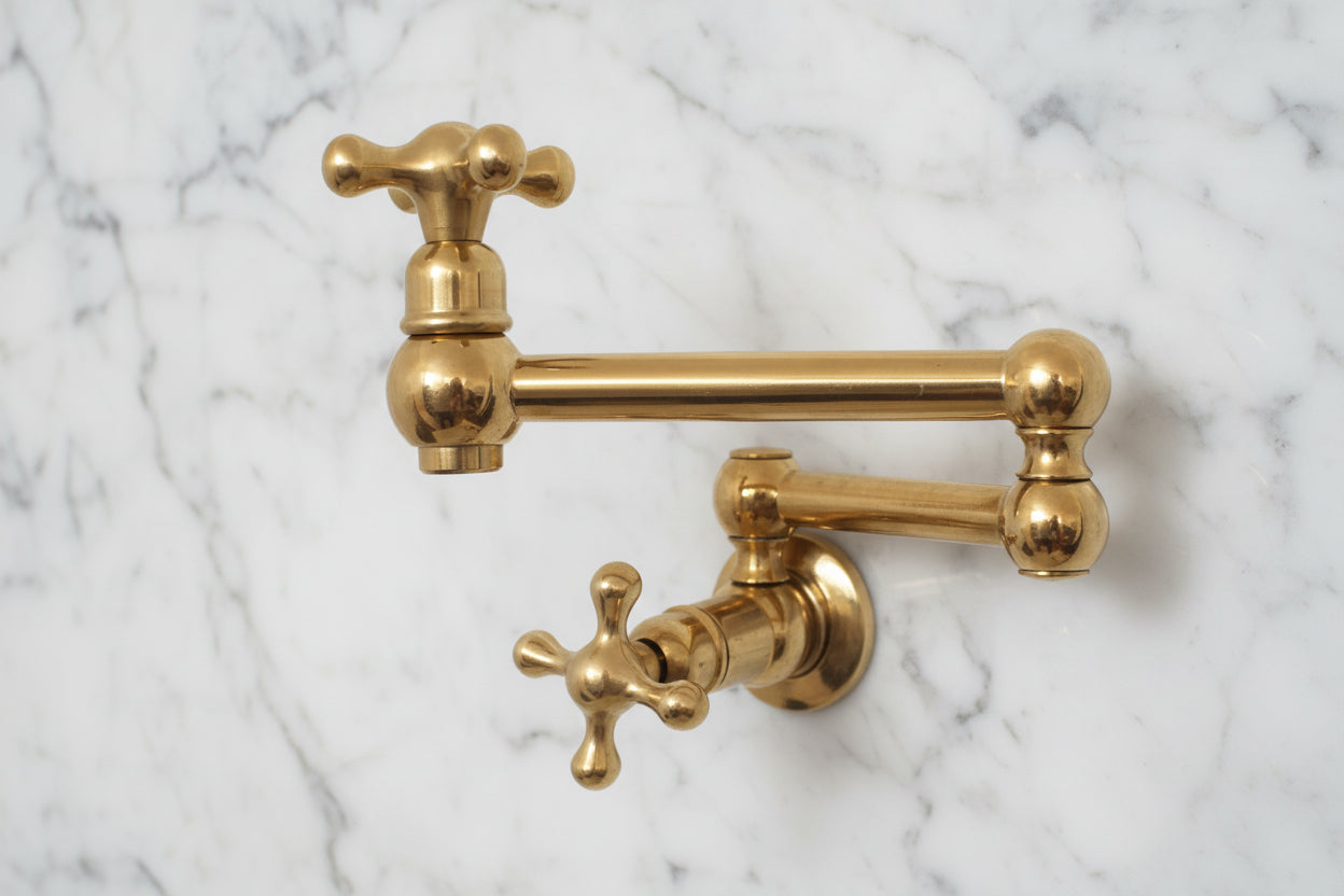 Unlacquered Brass Pot Filler — Wall Mount | BRASSANOD