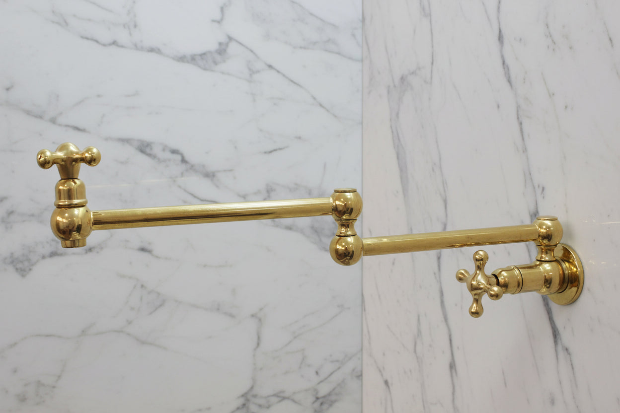Unlacquered Brass Pot Filler — Wall Mount | BRASSANOD