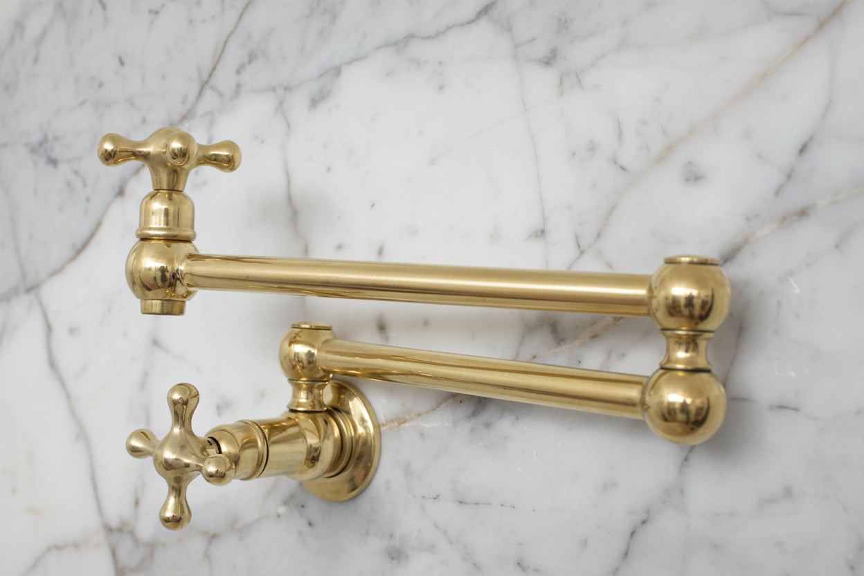 Unlacquered Brass Pot Filler — Wall Mount | BRASSANOD