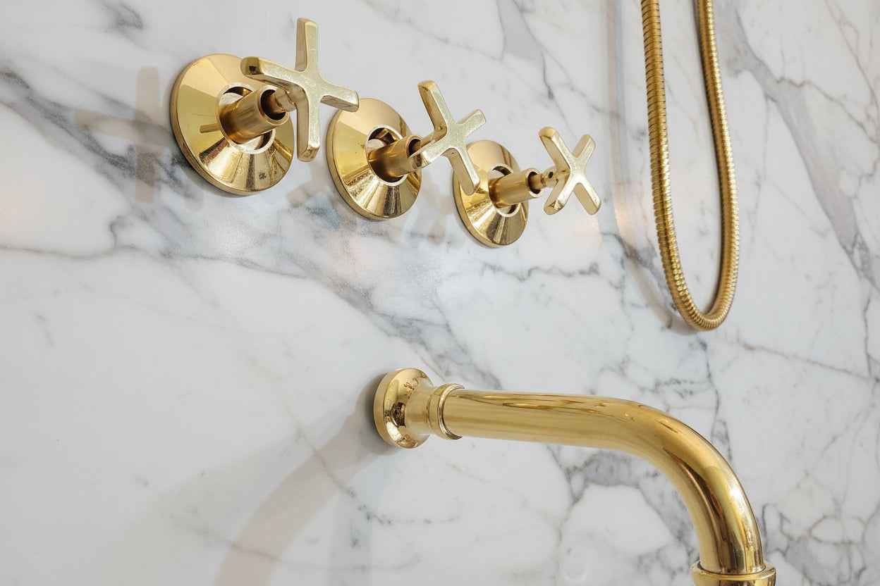 Unlacquered Brass Shower System