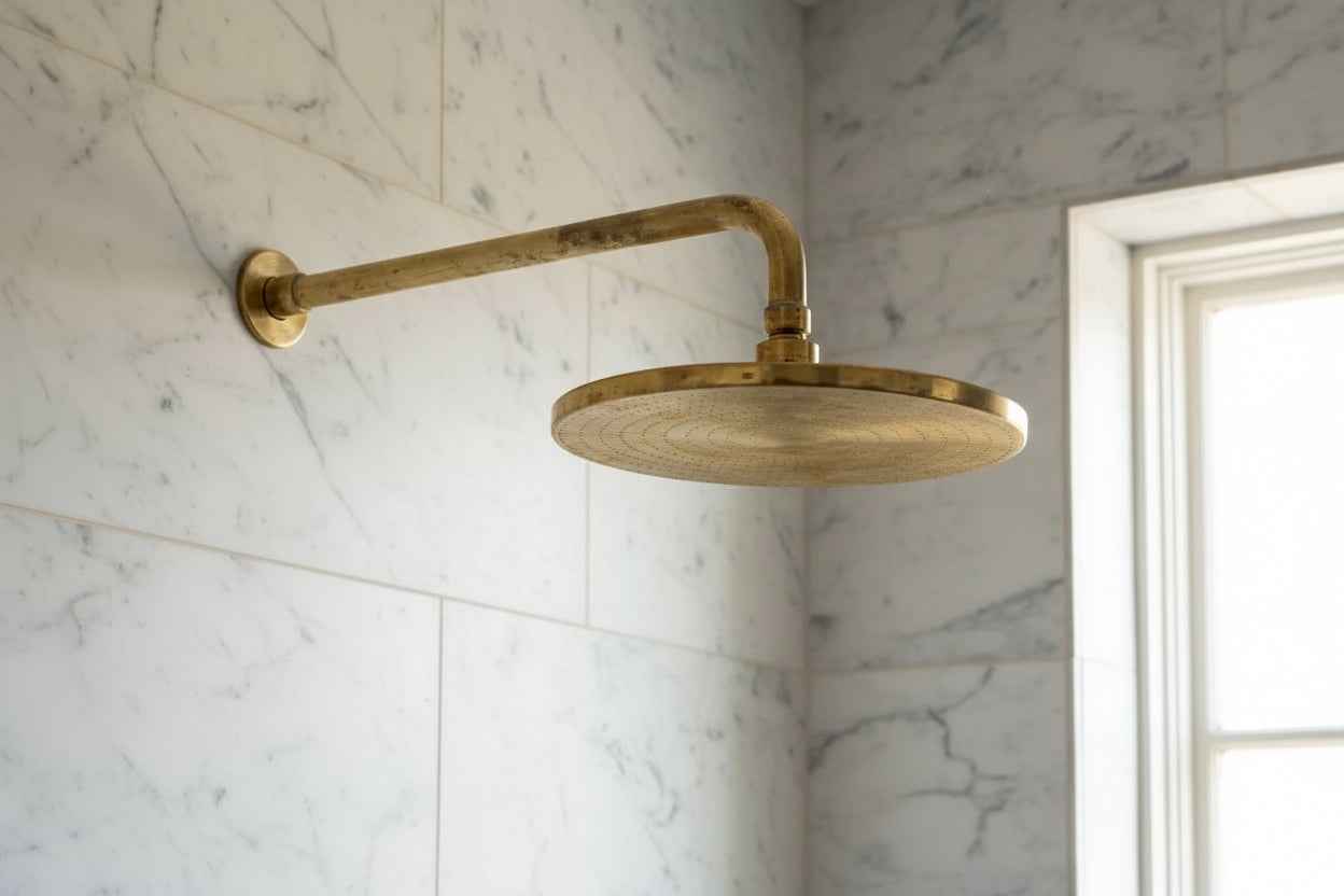 Unlacquered Brass Shower System