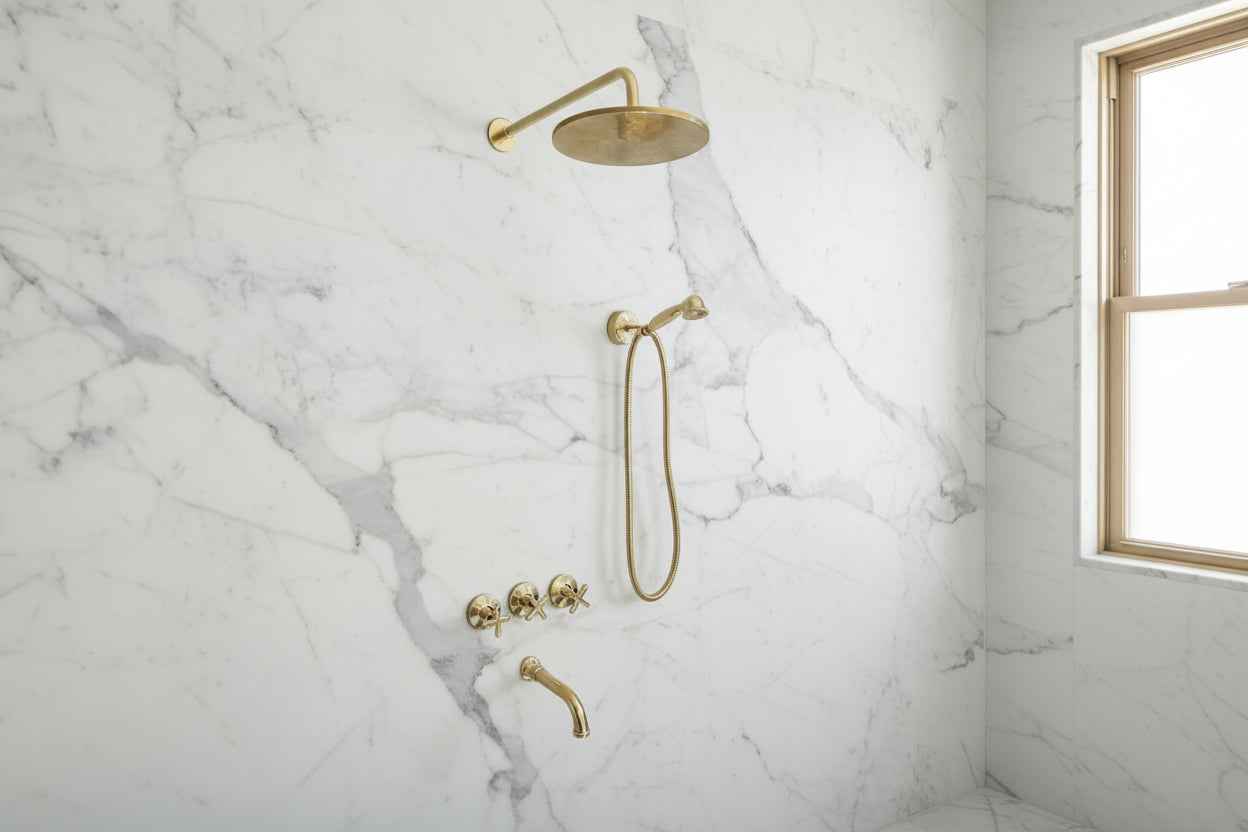 Unlacquered Brass Shower System