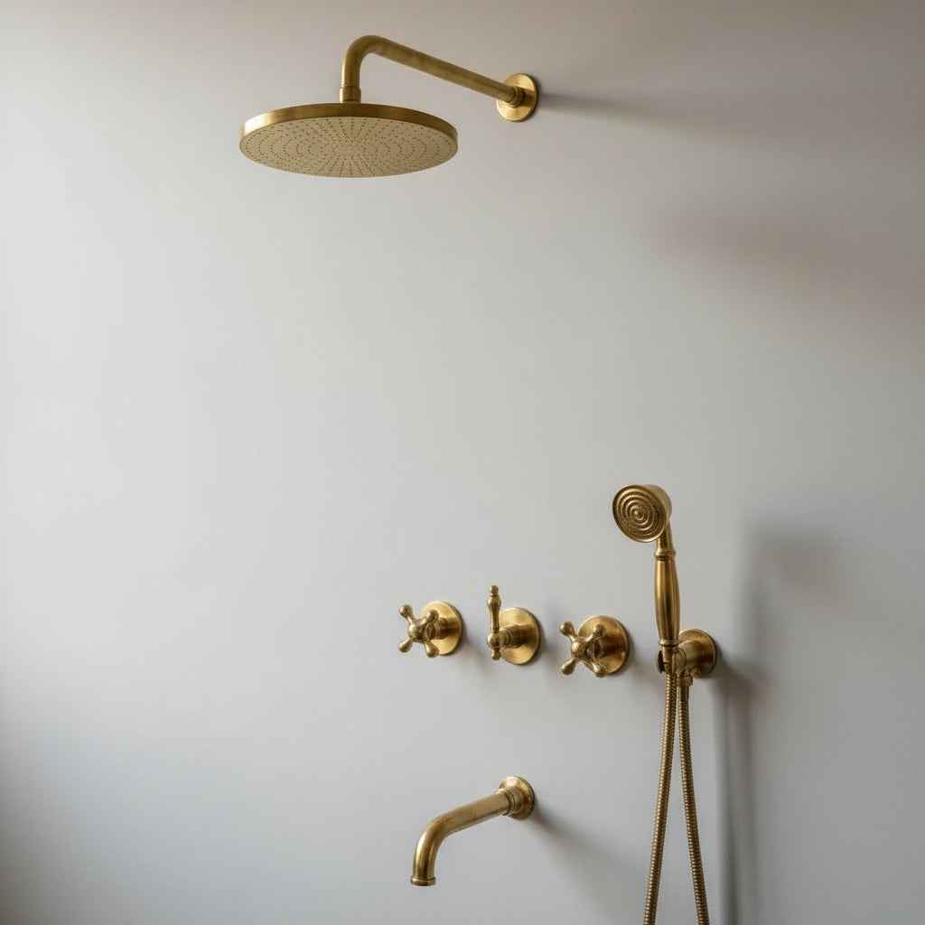 Unlacquered Brass Shower System