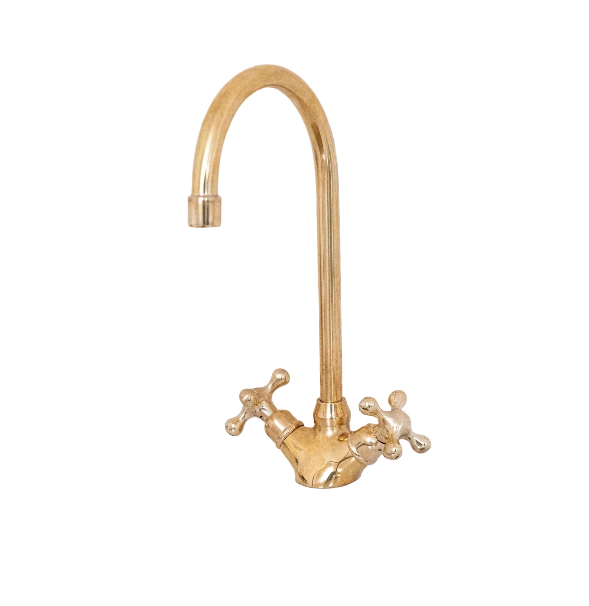 Unlacquered Brass Single Hole Kitchen Faucet — Dual Handle | BRASSANOD