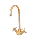 Unlacquered Brass Single Hole Kitchen Faucet — Dual Handle | BRASSANOD