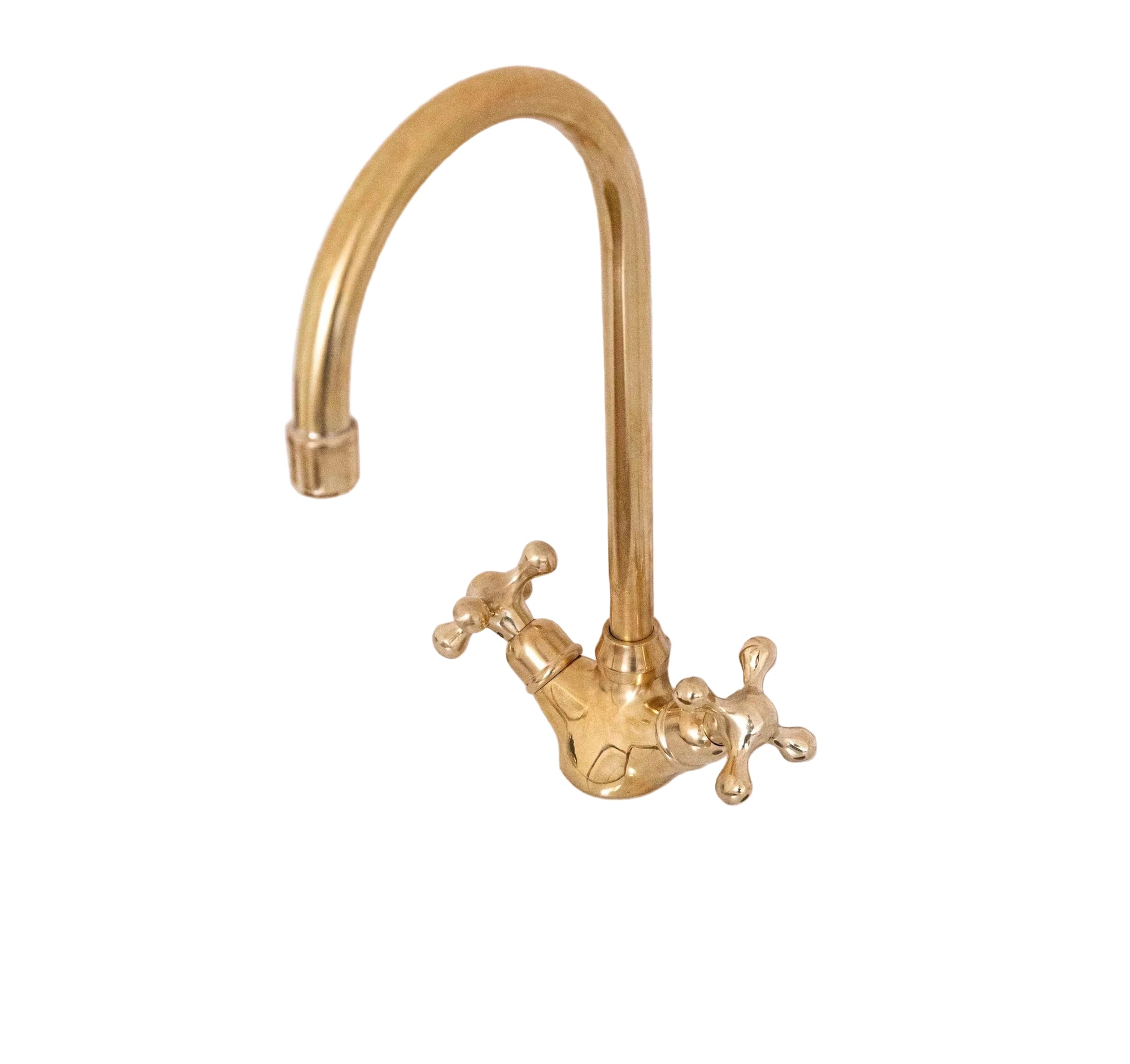 Unlacquered Brass Single Hole Kitchen Faucet — Dual Handle | BRASSANOD