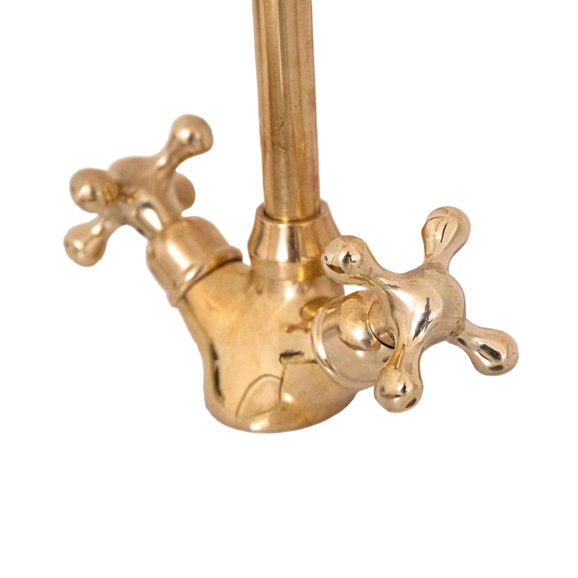 Unlacquered Brass Single Hole Kitchen Faucet — Dual Handle | BRASSANOD