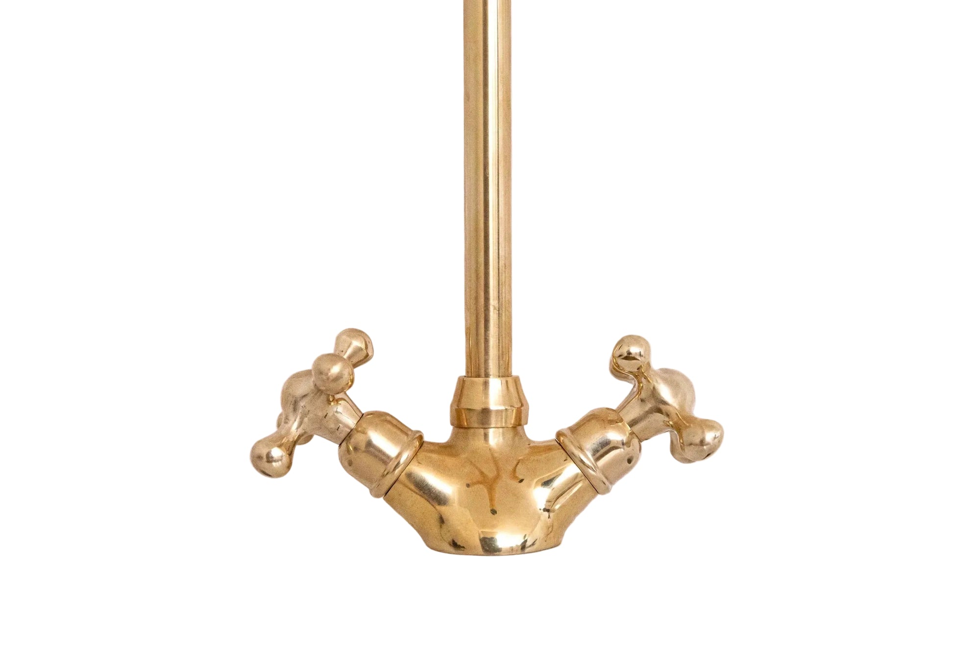 Unlacquered Brass Single Hole Kitchen Faucet — Dual Handle | BRASSANOD